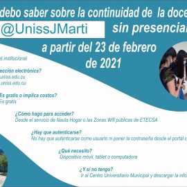 Estudiar de manera no presencial en la UNISS ante la COVID-19 Estudiar de manera no presencial en la UNISS ante la COVID-19